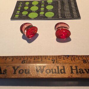 Tibetan Flame Teardrop Glass Ear Plugs - 1/2" or 12mm
